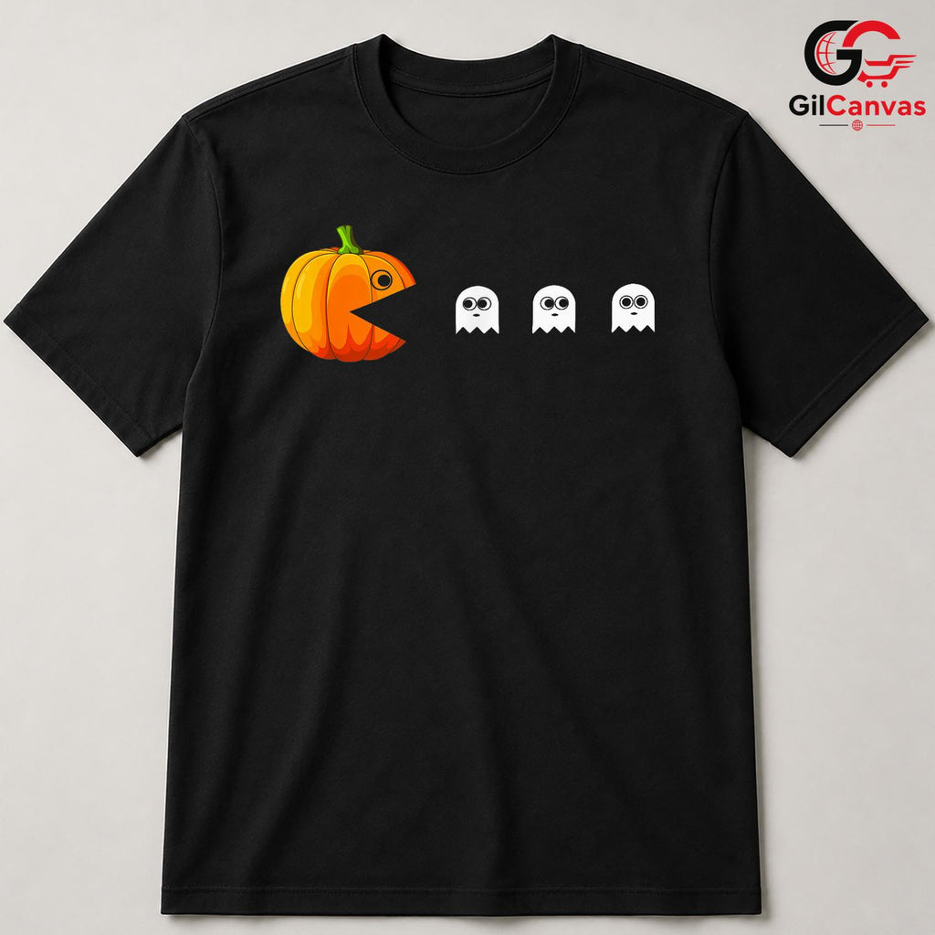 Retro Arcade Maze Ghost Tee Shirt Unisex Funny Spooky Gamer Party Costume