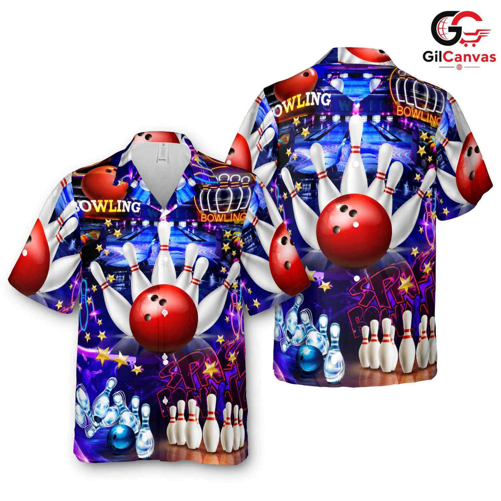 Retro Bowling Hawaiian Tee Unisex, Perfect Vintage Party Design Summer Fun