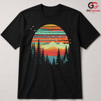 Retro Mountain Lake T-Shirt Sunset Nature Hiking Unisex Outdoor Camping Apparel