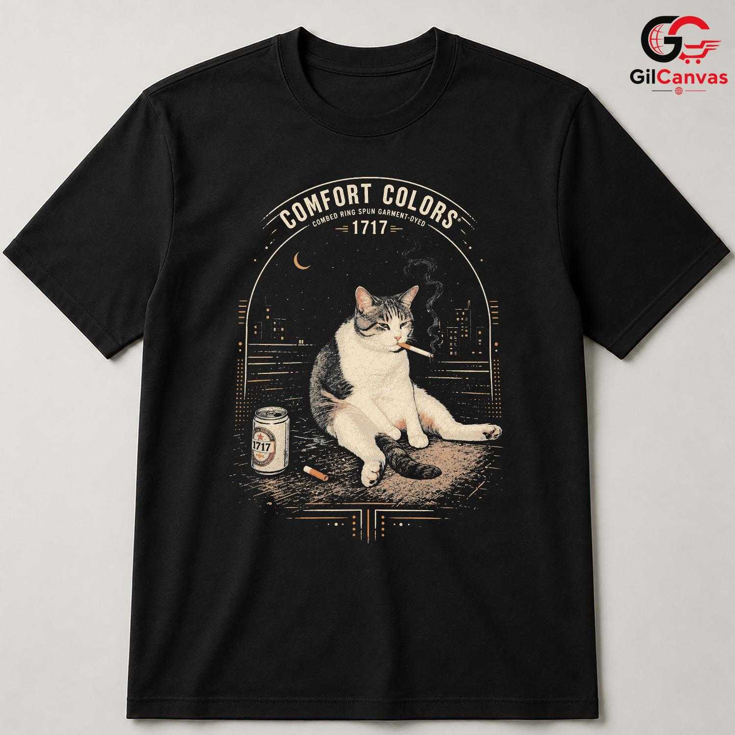 Retro Vintage Cool Cat T-Shirt Unisex Casual Wear Feline Lover Graphic Apparel Tee