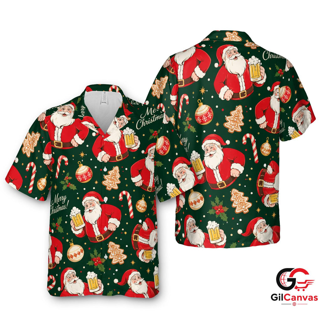 Santa Claus Tee Hawaiian Shirt Christmas Party Ideal Men Fun Holiday Wear
