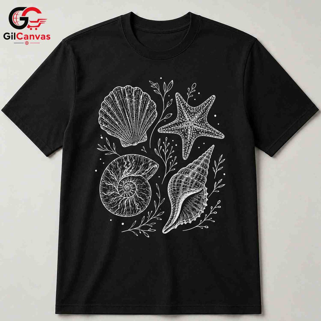 Seashell Nautical T-Shirt Beach Lover Women Casual Summer Apparel Unisex Gift