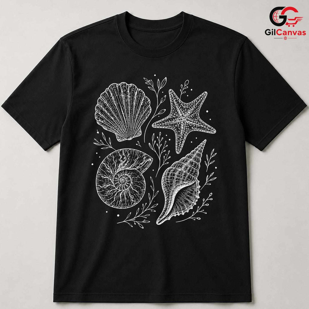 Seashell Nautical T-Shirt Beach Lover Women Casual Summer Apparel Unisex Gift