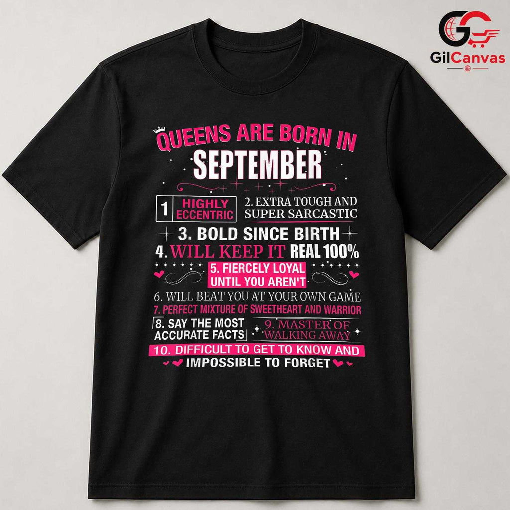 September Birthday Queen Shirt Unisex Fun Sarcastic Celebration Gift For Women