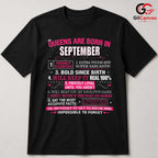 September Birthday Queen Shirt Unisex Fun Sarcastic Celebration Gift For Women