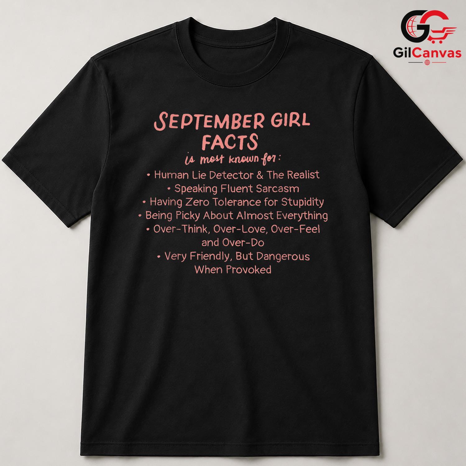 September Girl Facts Tee Shirt Unisex Perfect Birthday Celebration Gift For Her