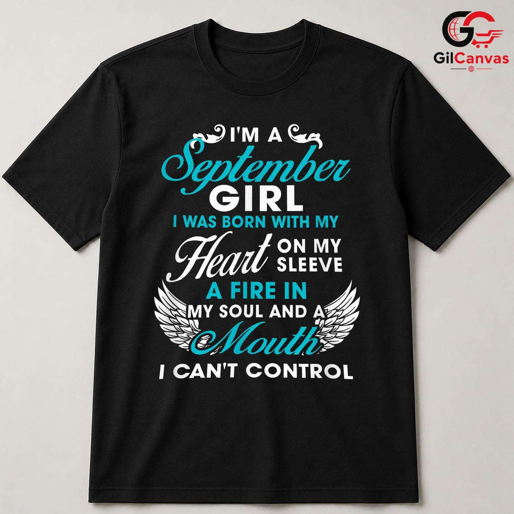 September Girl Heart Tee Shirt Unisex Fun Birthday Celebration Gift For Women