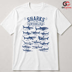 Shark Species Chart Graphic T-Shirt Marine Biology Gift Unisex Vintage Apparel
