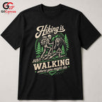 Skeleton Bear Hiking T-Shirt Men Women Outdoor Adventure Trail Hiker Graphic Shirt