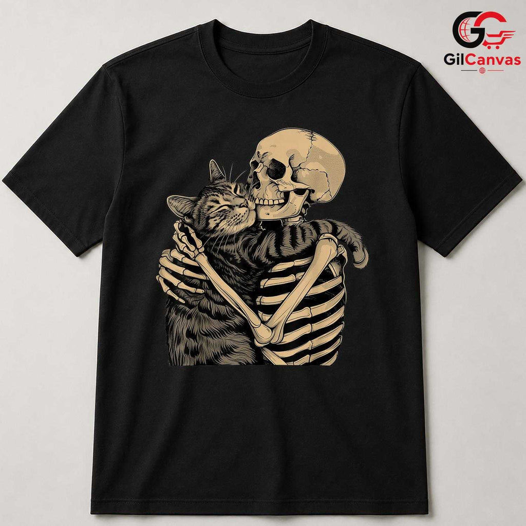 Skeleton Cat Lover Halloween T-Shirt Unisex Funny Spooky Gift For Pet Owners