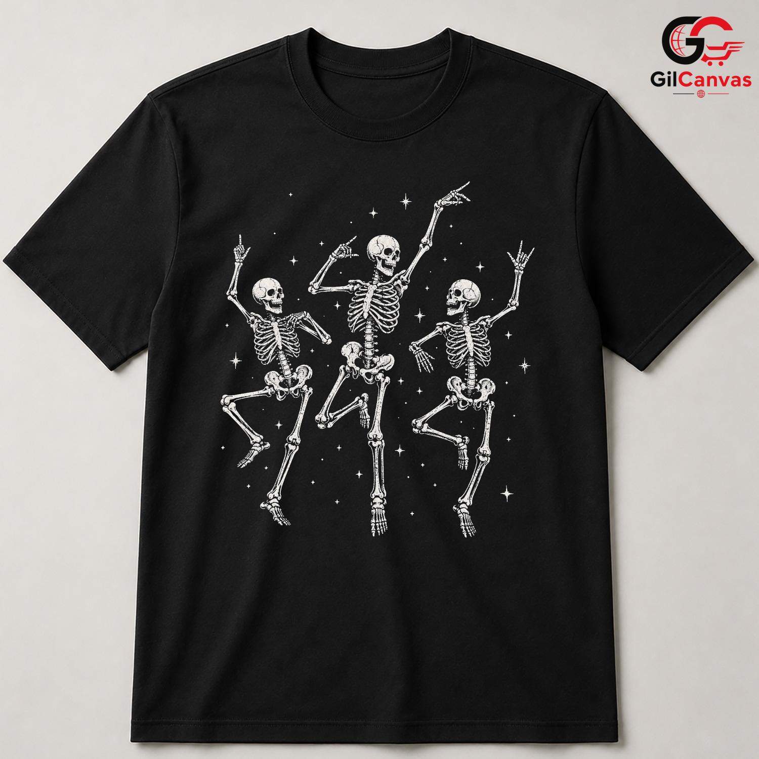 Skeleton Dance T-Shirt Halloween Party Wear Fun Casual Gift For Men Women Tee