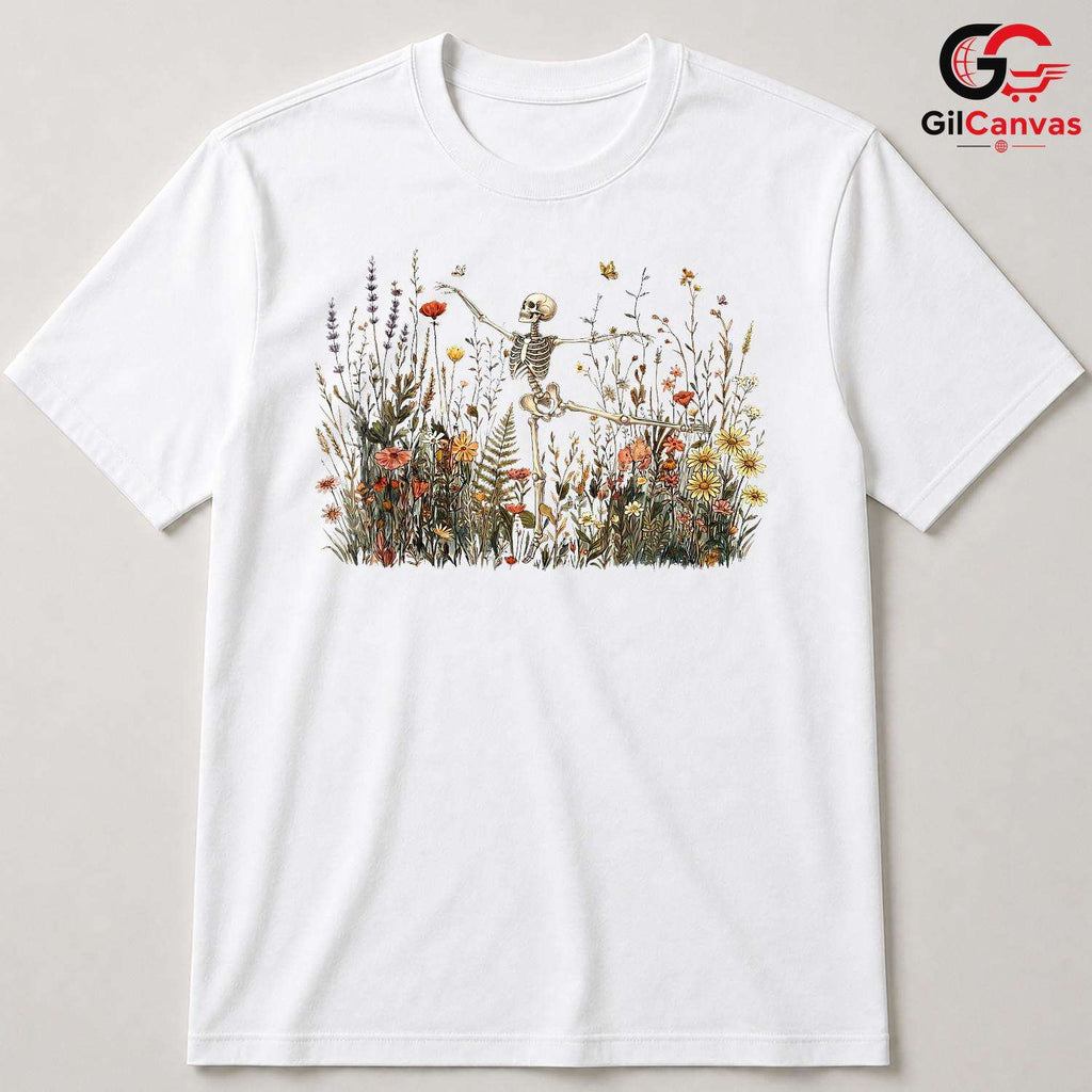 Skeleton Dancing Flower T-Shirt Unisex Fun Halloween Lover Gift Idea For Kids