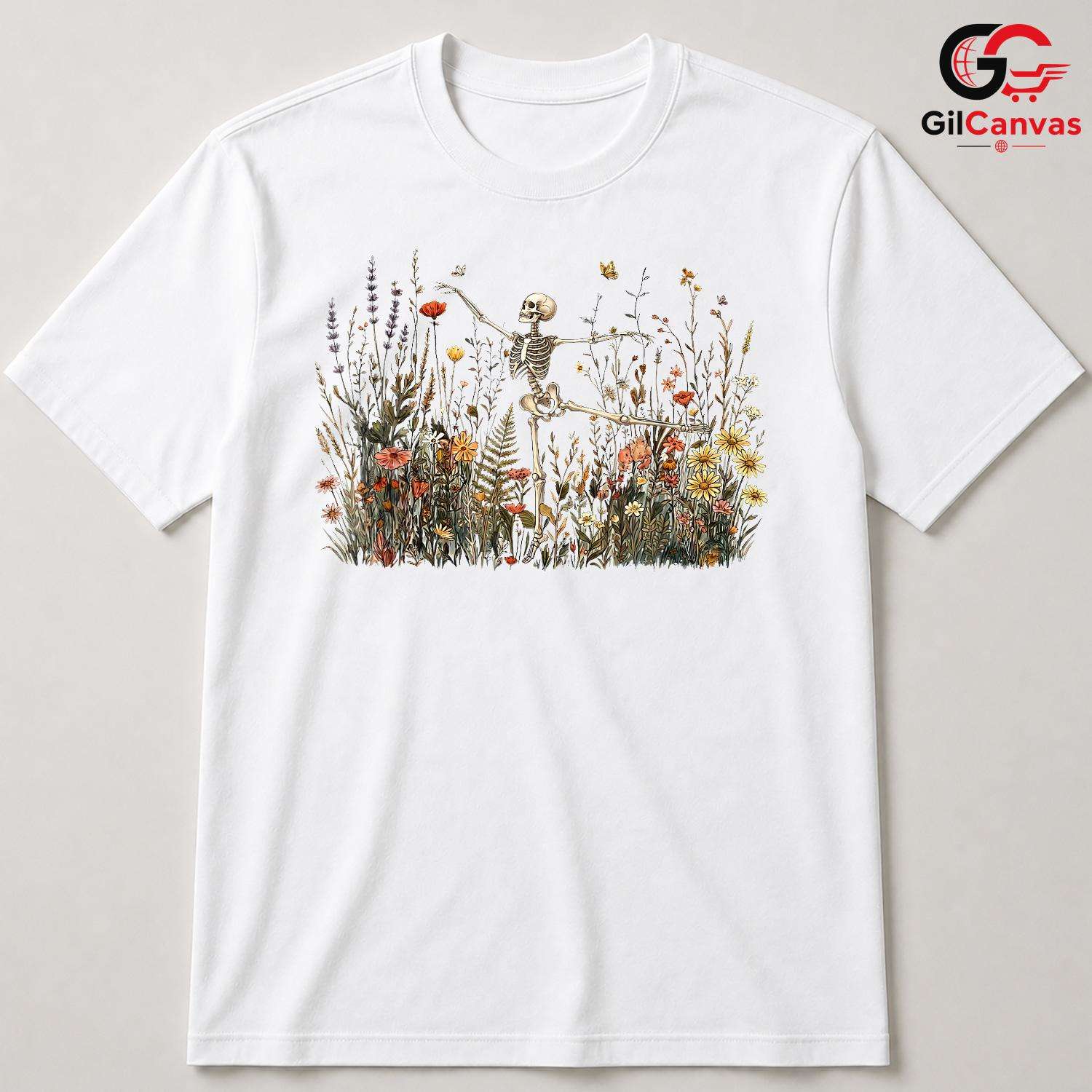 Skeleton Dancing Flower T-Shirt Unisex Fun Halloween Lover Gift Idea For Kids