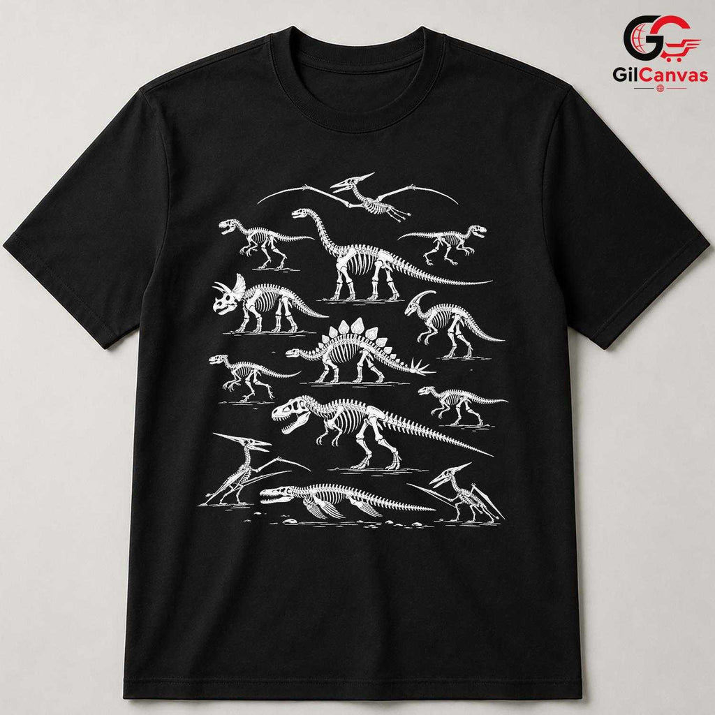 Skeleton Fossil Dinosaur Shirt Paleontology Science Unisex Birthday Gift Tee