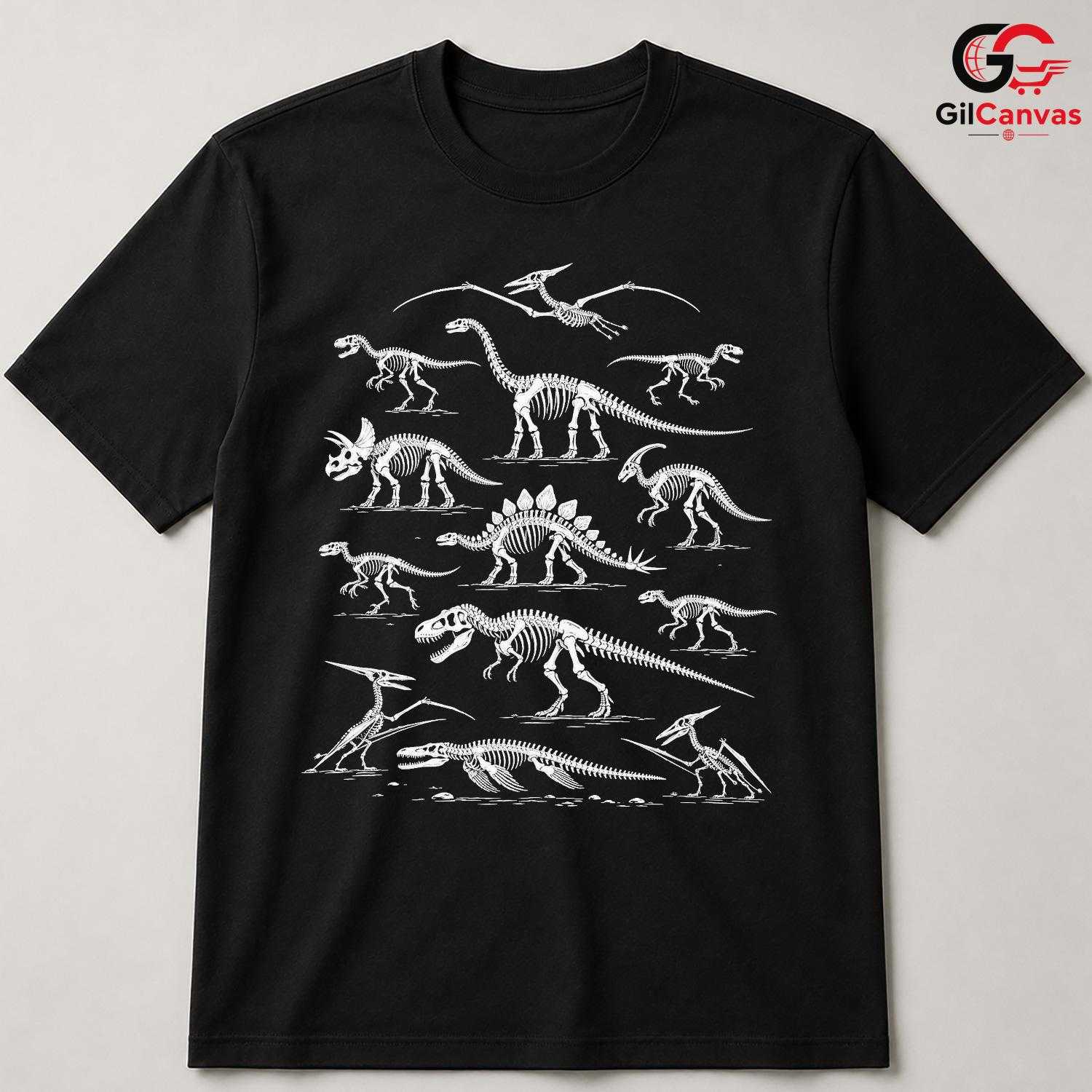 Skeleton Fossil Dinosaur Shirt Paleontology Science Unisex Birthday Gift Tee