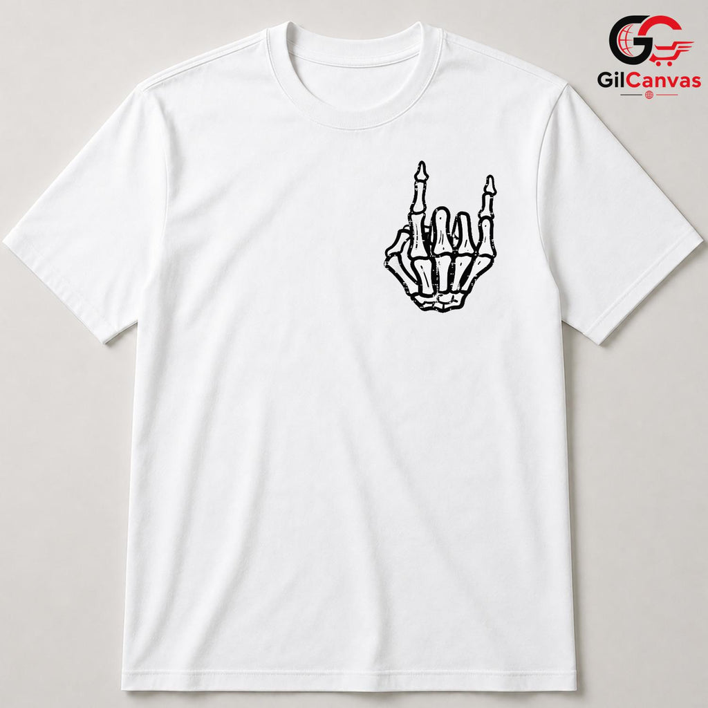 Skeleton Hand Rock On Tee Shirt Unisex Awesome Music Lover Gift Idea Teens