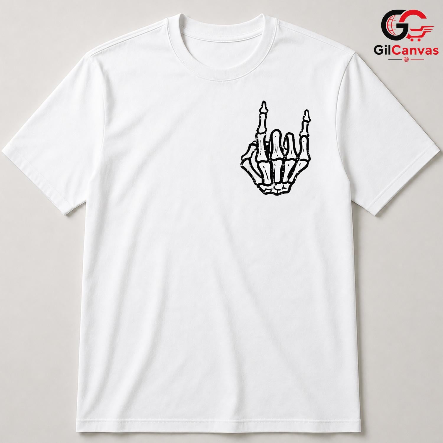 Skeleton Hand Rock On Tee Shirt Unisex Awesome Music Lover Gift Idea Teens