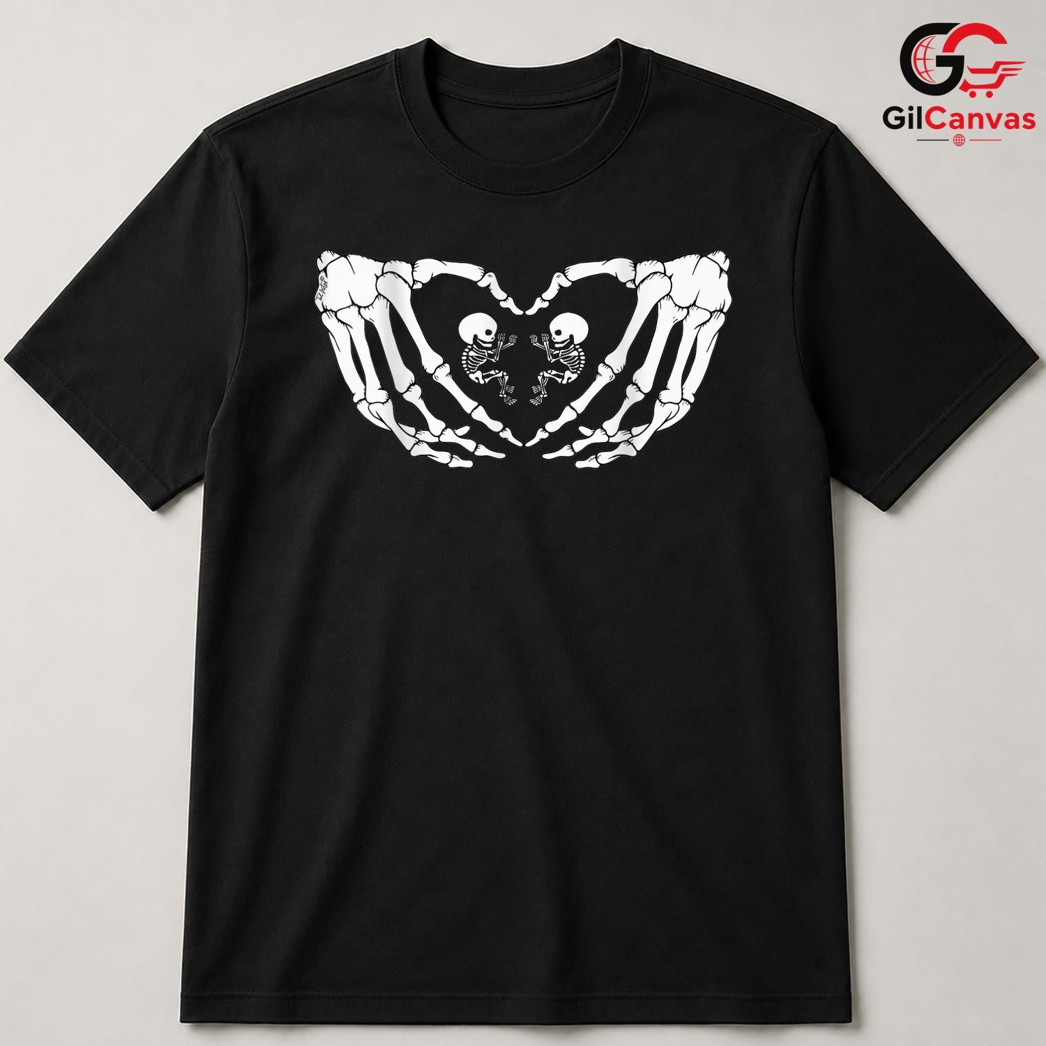 Skeleton Hands Heart Tee Shirt Unisex Perfect Spooky Halloween Gift For Teens