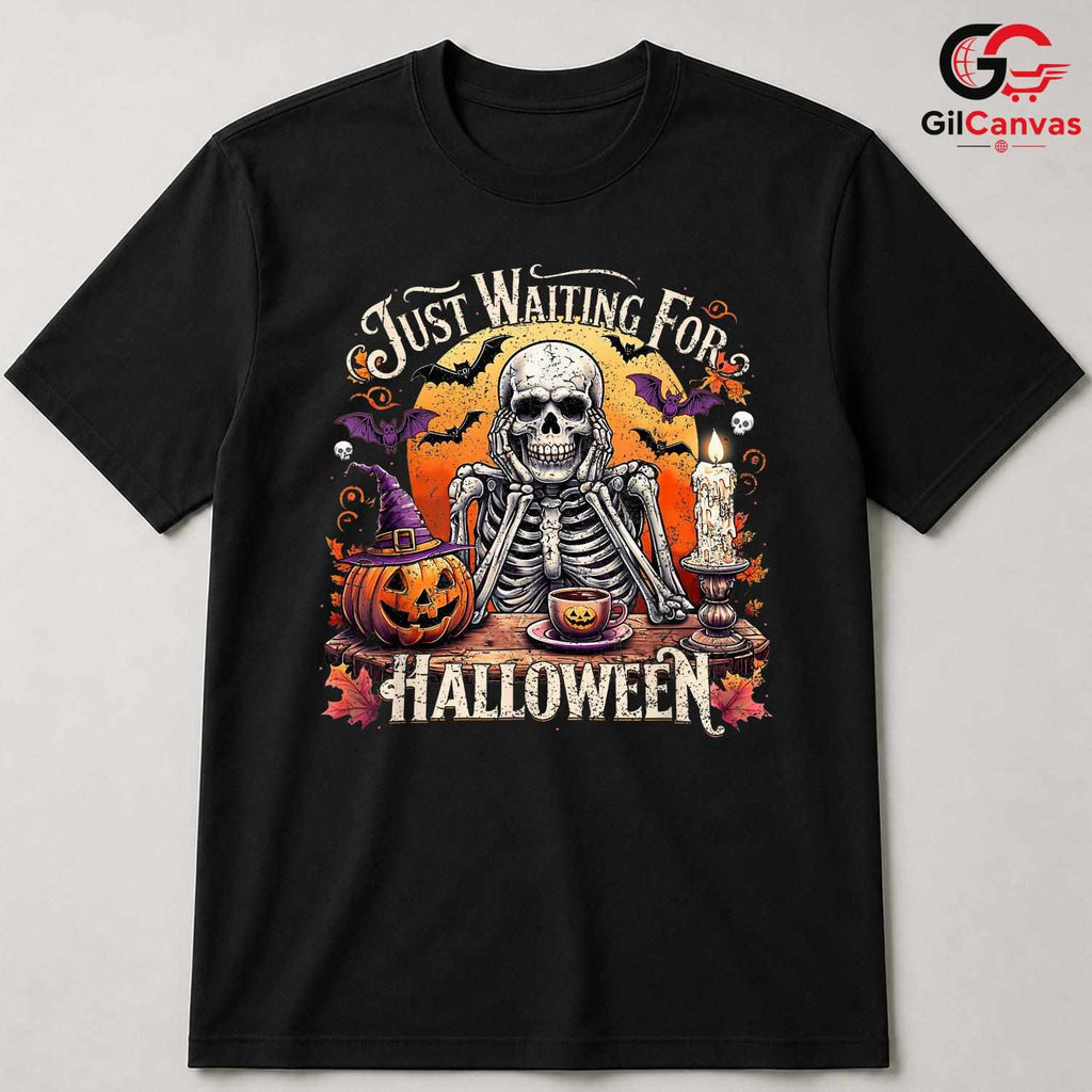 Skeleton Pumpkin Spooky T-Shirt Unisex Perfect Halloween Season Gift Adults