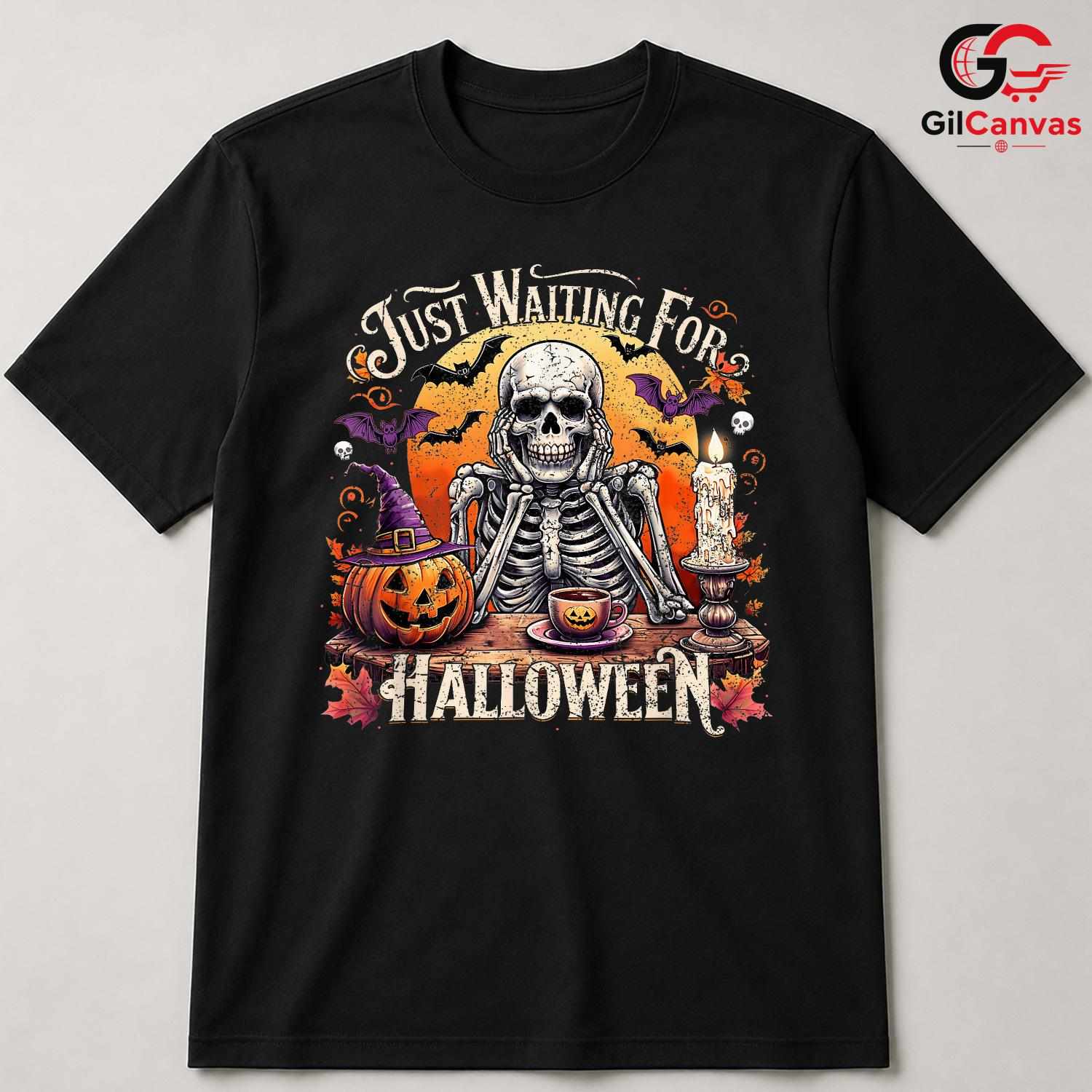 Skeleton Pumpkin Spooky T-Shirt Unisex Perfect Halloween Season Gift Adults