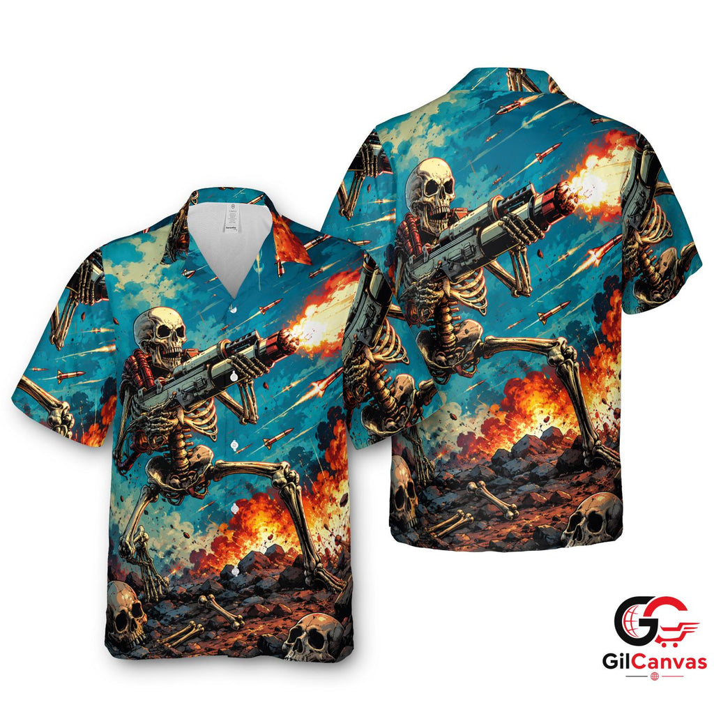 Skeleton Skull Hawaiian Shirt For Halloween Parties Unisex Casual Wear Vibe