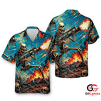 Skeleton Skull Hawaiian Shirt For Halloween Parties Unisex Casual Wear Vibe