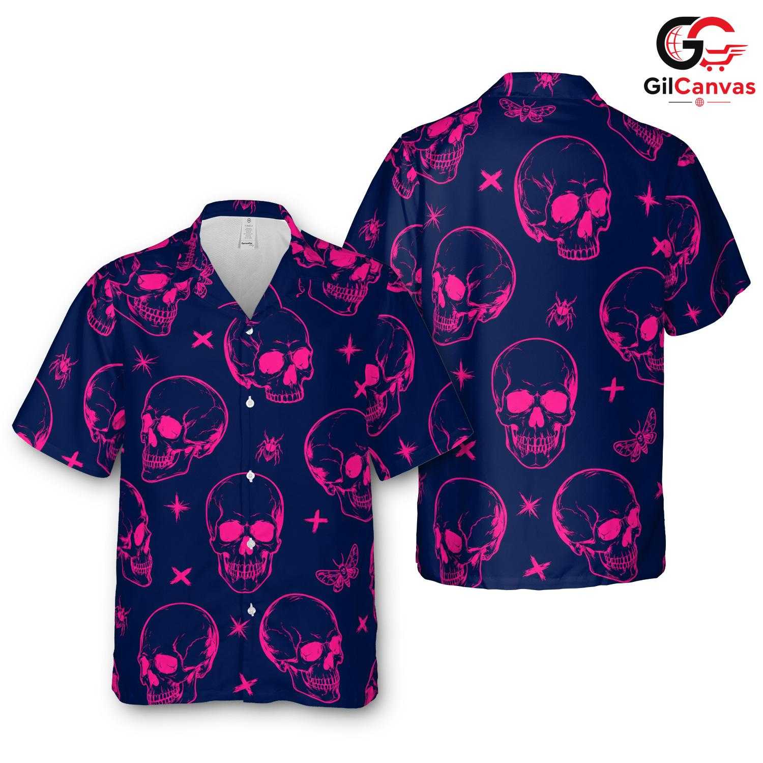 Skull Print Halloween Shirt, Fun Casual Unisex Wear Summer Festivities