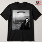 Slasher Movie Mask Alien Tee Shirt Unisex Funny Spooky Horror Abduction Gift