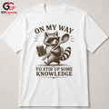 Smart Raccoon Graphic T-Shirt Learning Adventure Fun Custom Art Unisex Tee