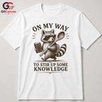 Smart Raccoon Graphic T-Shirt Learning Adventure Fun Custom Art Unisex Tee