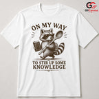 Smart Raccoon Graphic T-Shirt Learning Adventure Fun Custom Art Unisex Tee