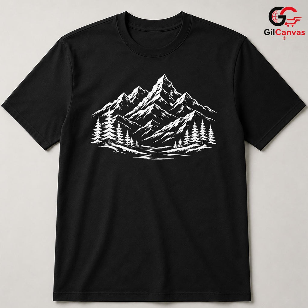 Snowy Peak Mountain T-Shirt Wilderness Exploration Unisex Hiking Graphic Tee