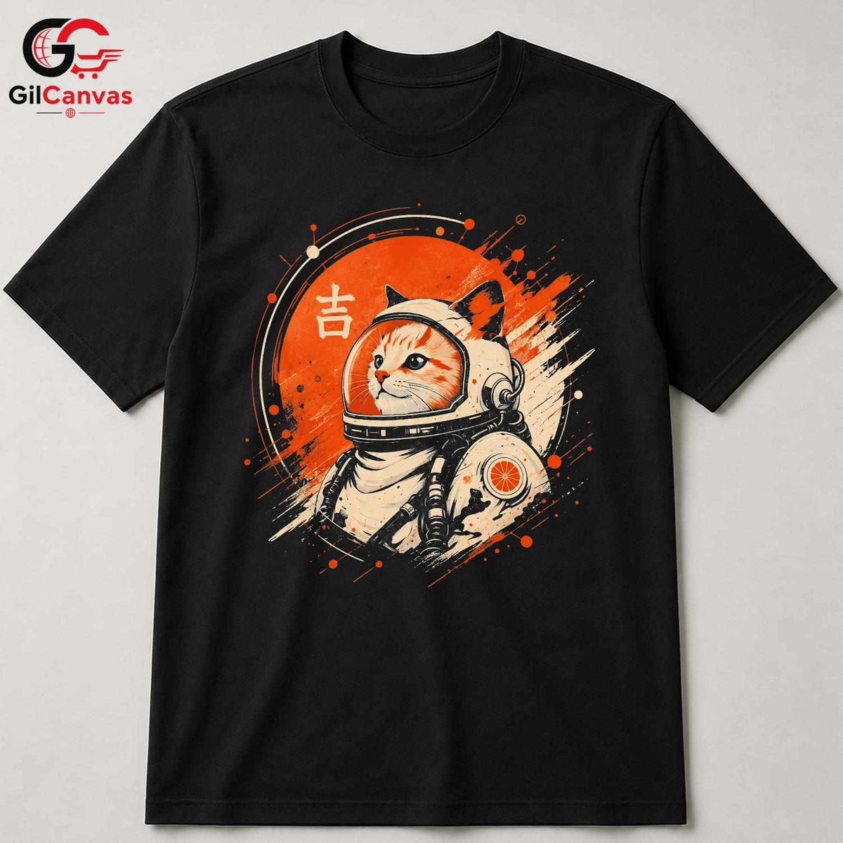 Space Astronaut Cat T-Shirt Unisex Cool Graphic Funny Feline Lover Design Tee