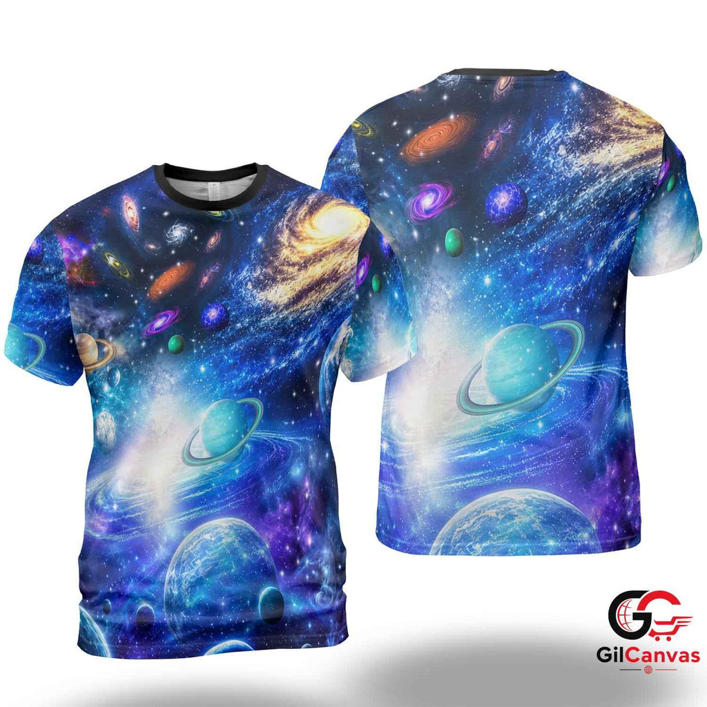 Space Universe 3D T-Shirt, Cool Unisex Galaxy Print Tee Gift For Astronomy Fans