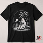 Spooky Beach Vacation Ghost T-Shirt Tropical Halloween Unisex Graphic Apparel Tee