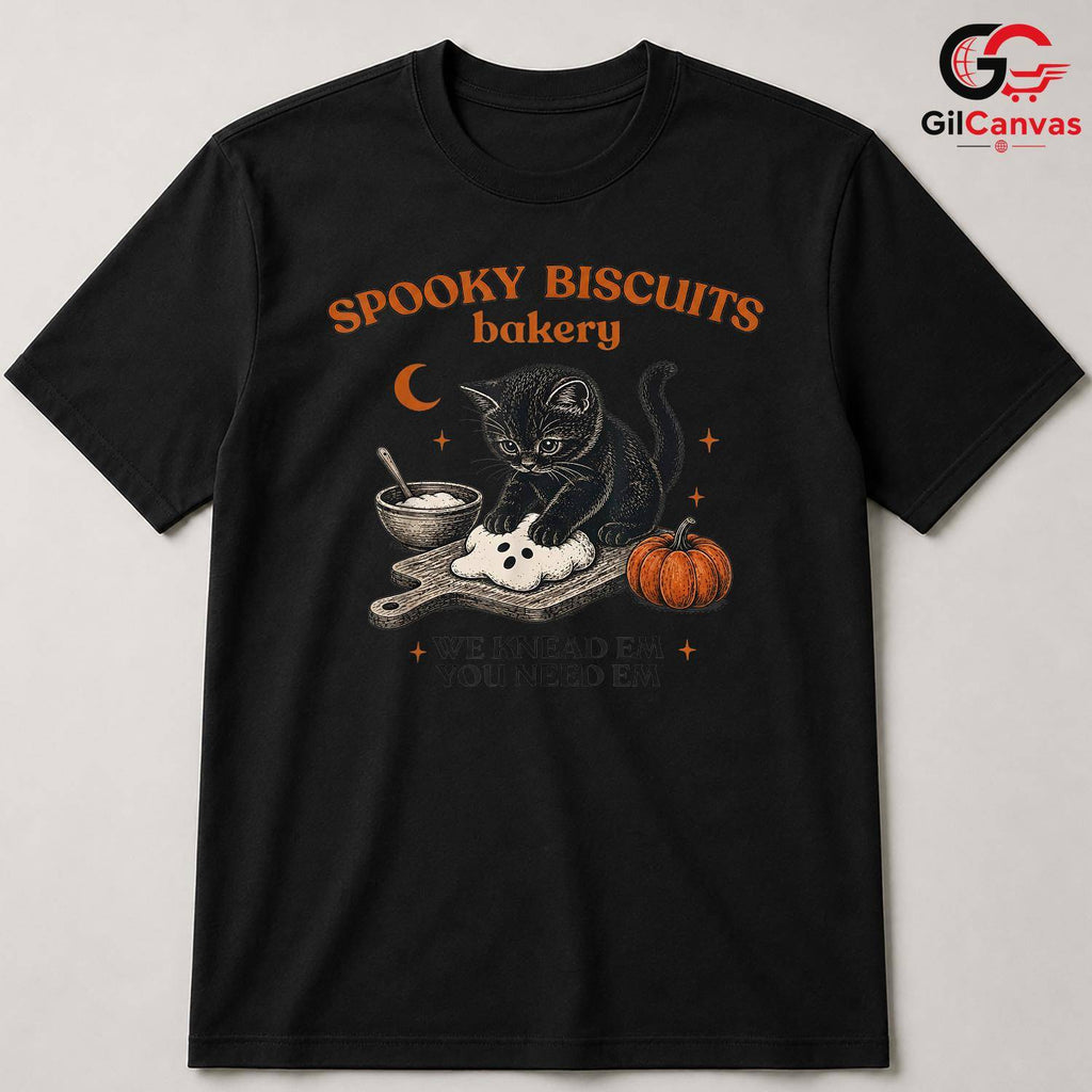 Spooky Biscuit Baker T-Shirt Unisex Fun Halloween Gift Idea For Cat Lovers