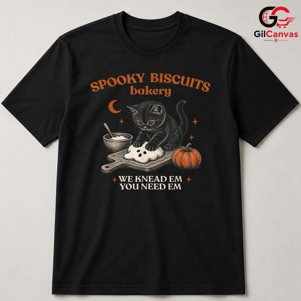 Spooky Cat Bakery Tee Shirt Unisex Fun Halloween Gift Idea For Cat Lovers