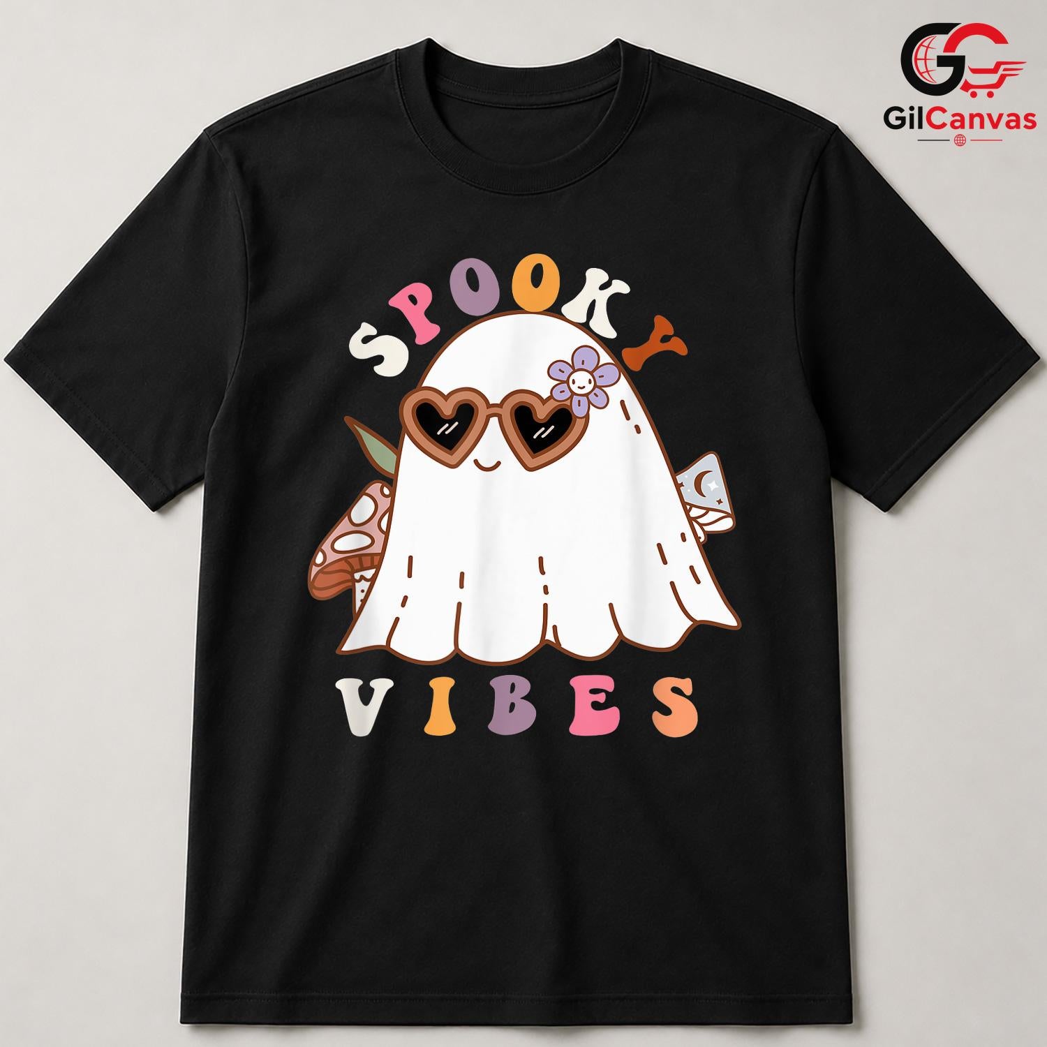 Spooky Ghost Kids T-Shirt Unisex Fun Vibes Halloween Costume Gift For Youth