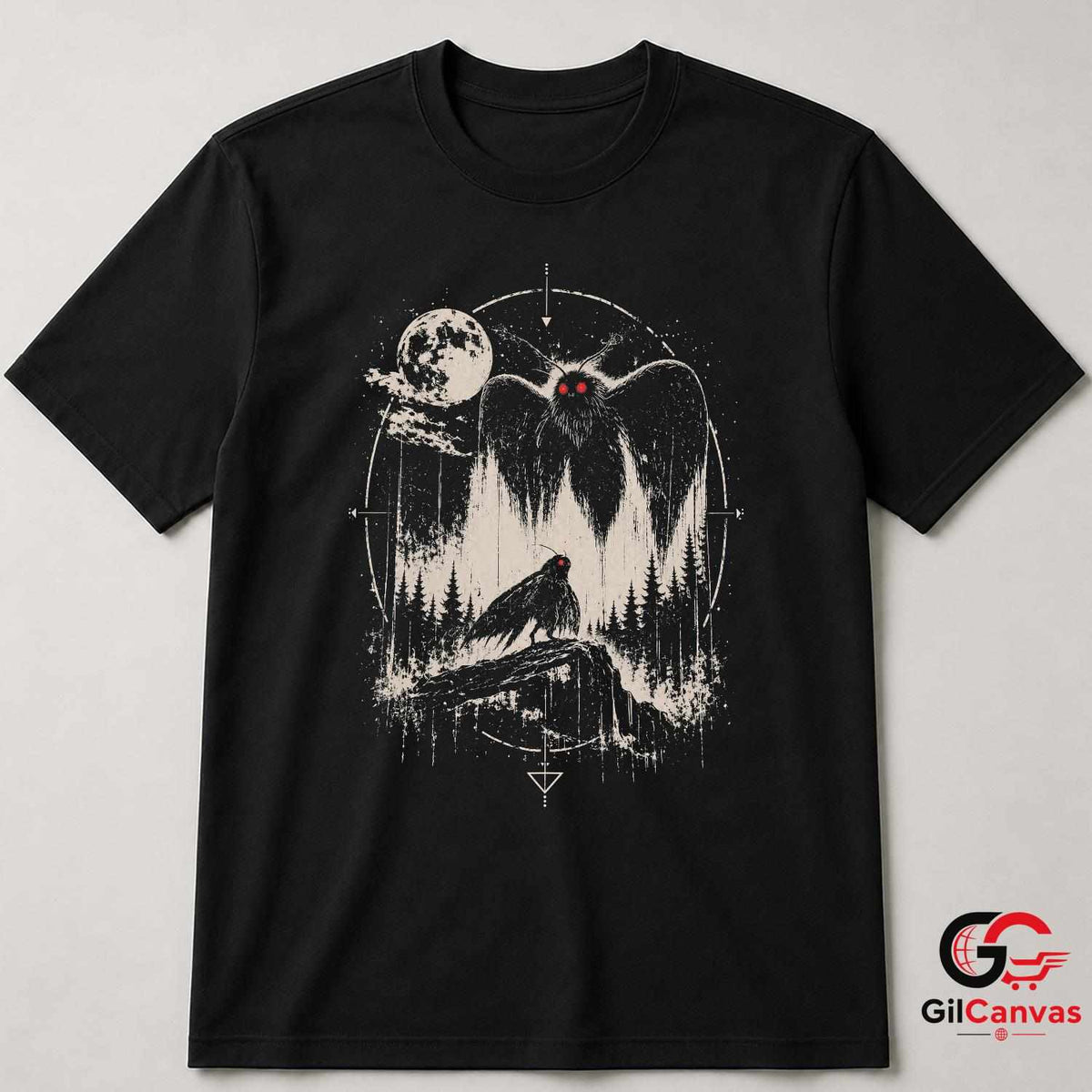 Spooky Moth Owl Graphic T-Shirt Halloween Nature Adventure Unisex Apparel