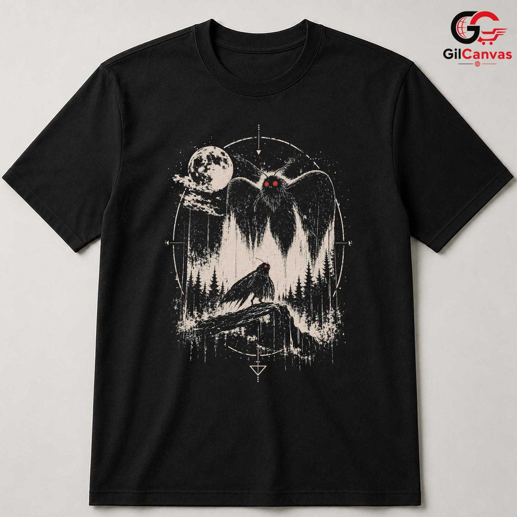 Spooky Moth Owl Graphic T-Shirt Halloween Nature Adventure Unisex Apparel