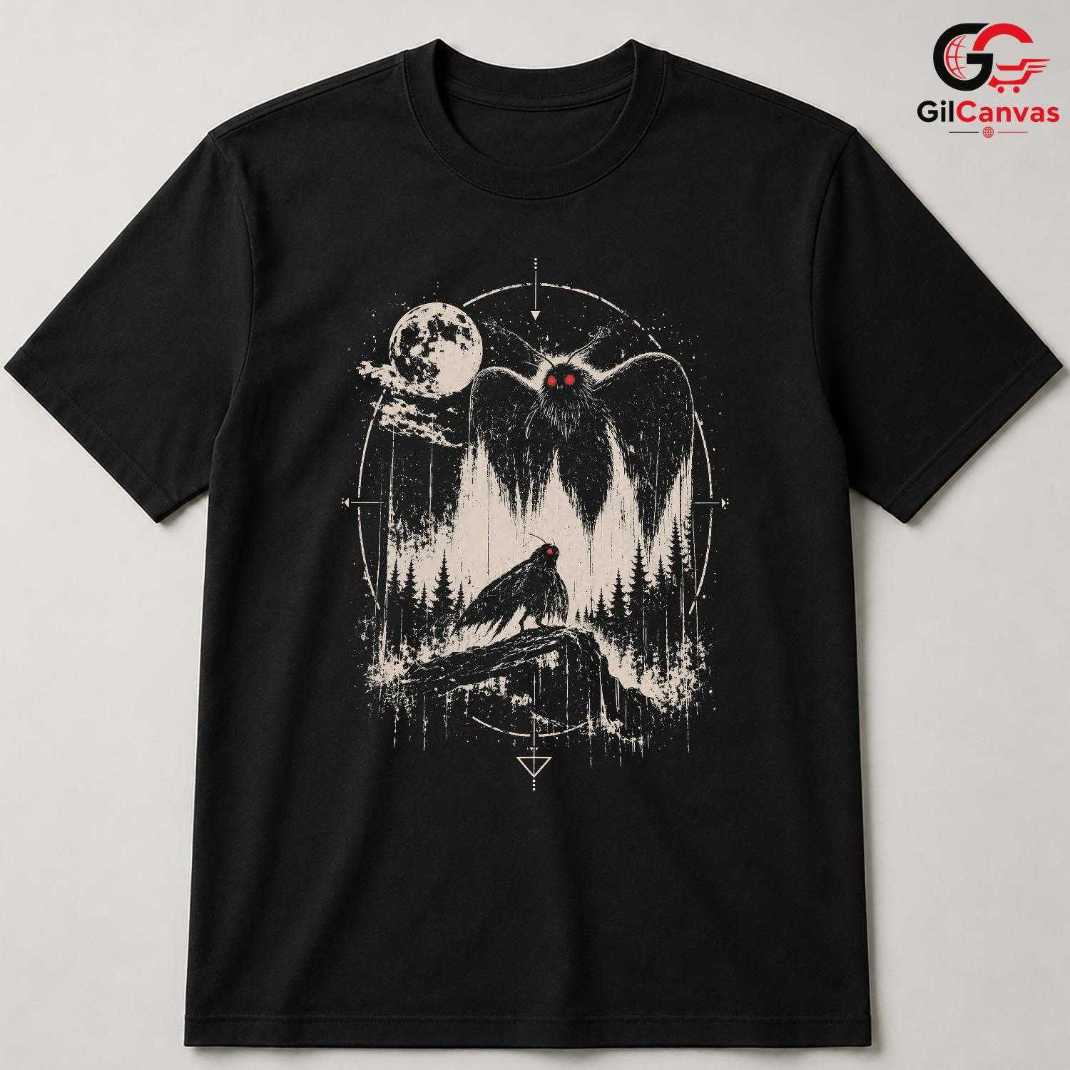 Spooky Moth Owl Graphic T-Shirt Halloween Nature Adventure Unisex Apparel