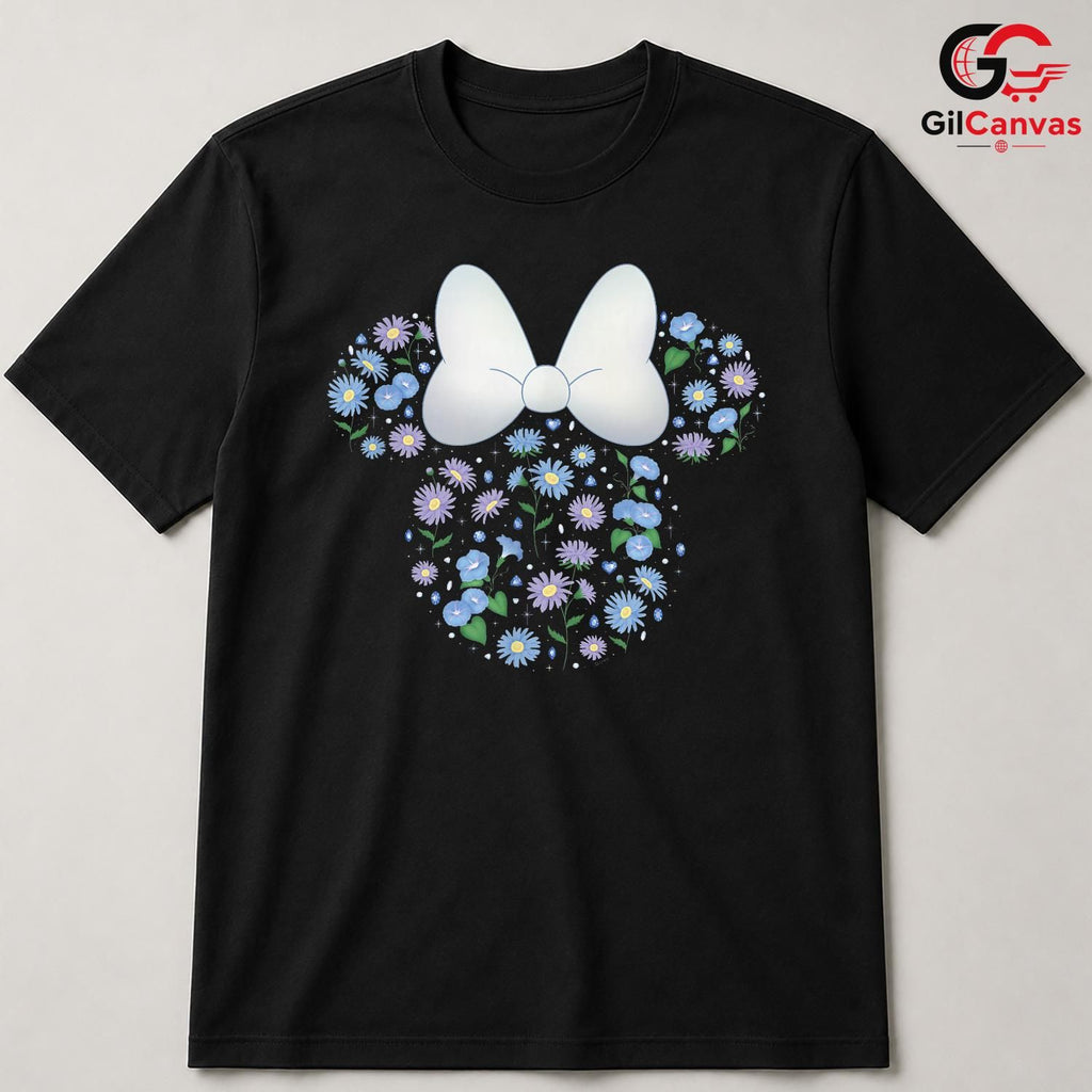Spring Floral Cartoon Ear Tee Unisex Cute Bow Birthday Gift Girls And Women