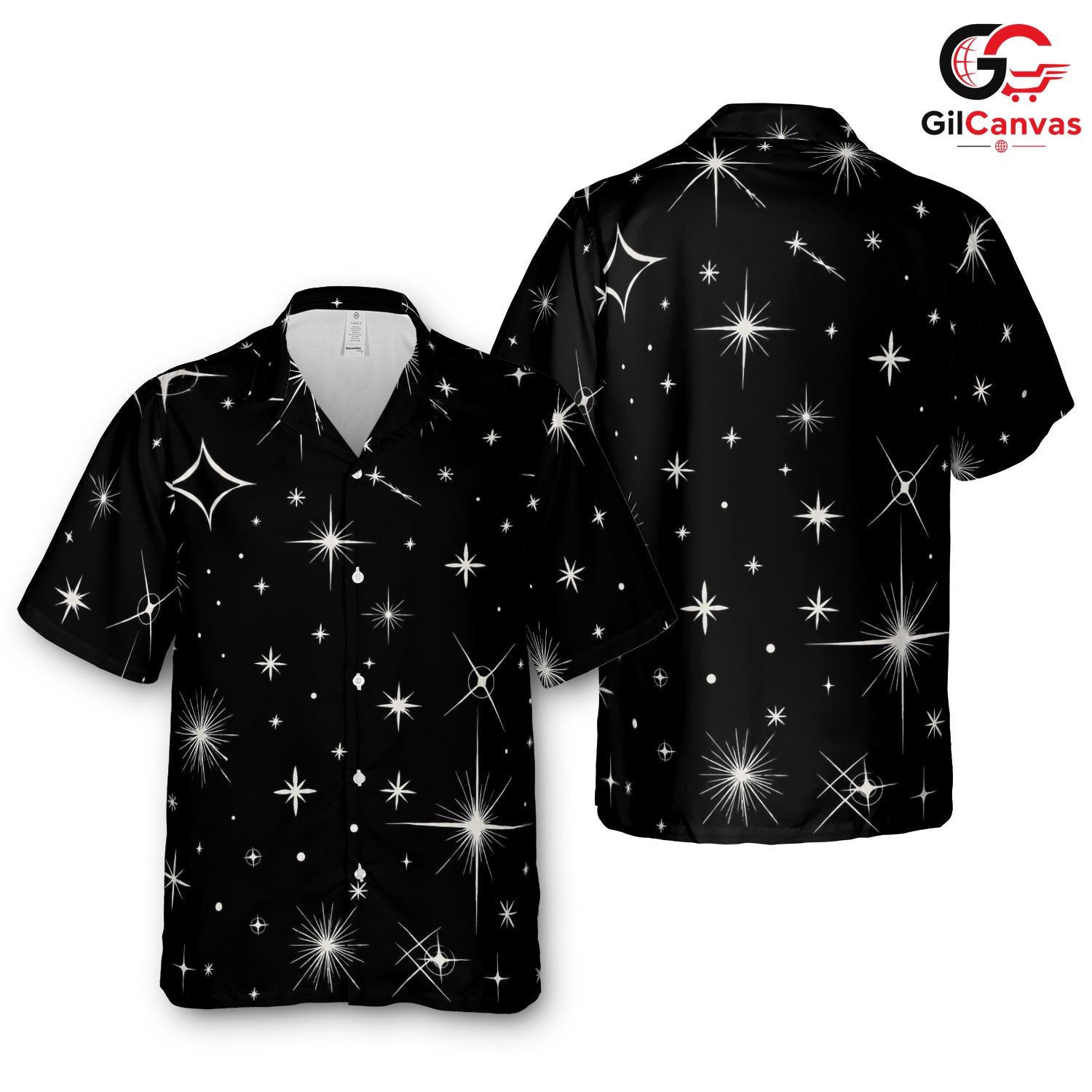 Star Pattern Hawaiian Shirt, Trendy Unisex Beachwear for Summer Parties