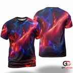 Starry Cosmic Nebula 3D T-Shirt, Vibrant Unisex Galactic Graphic Tee Casual Outfits