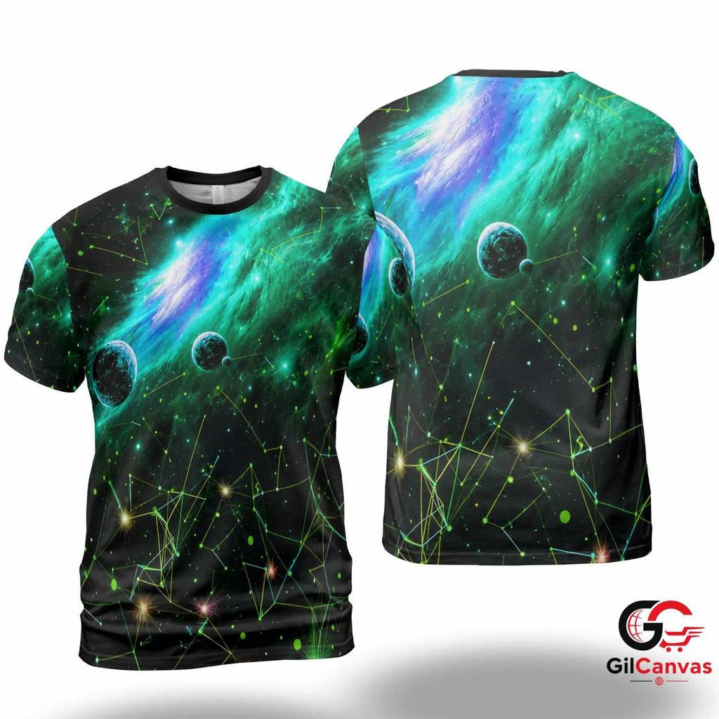 Stellar Cosmic Space 3D T-Shirt, Vibrant Unisex Galaxy Graphic Tee Summer Festivals