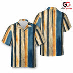 Striped Unisex Hawaiian Shirt, Ideal Casual Summer Beach Trips Pool Party