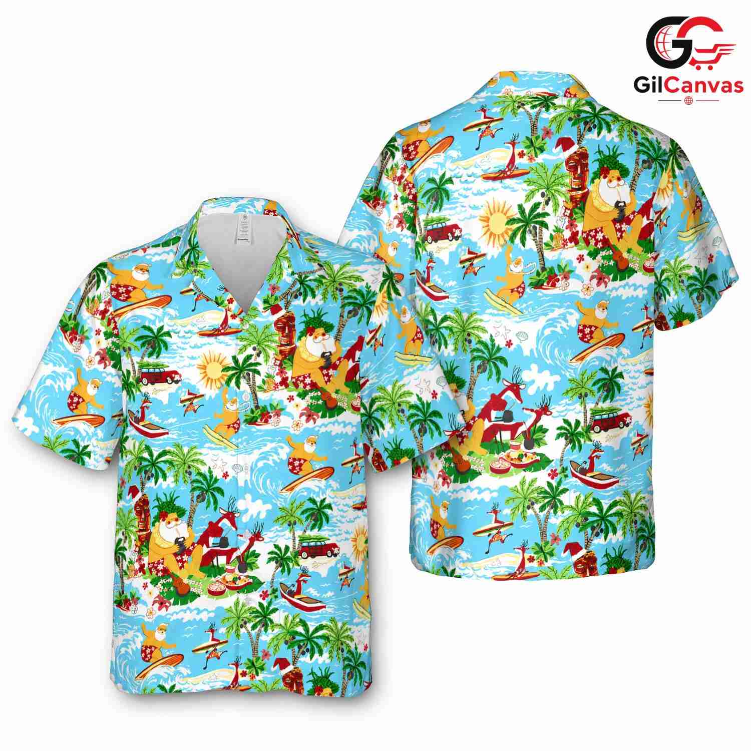 Summer Santa Claus Hawaiian Tee, Ideal Mens Fun Apparel Christmas In July