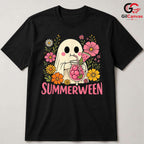 Summerween Floral Ghost Tee Shirt Unisex Funny Spooky Summer Gift For Women