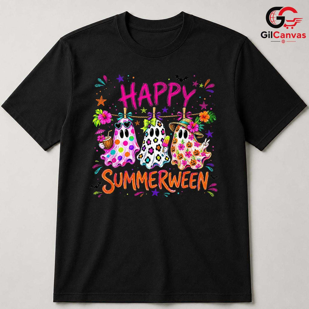 Summerween Ghosts Vacation T-Shirt Unisex Spooky Funny Summer Gift For Family