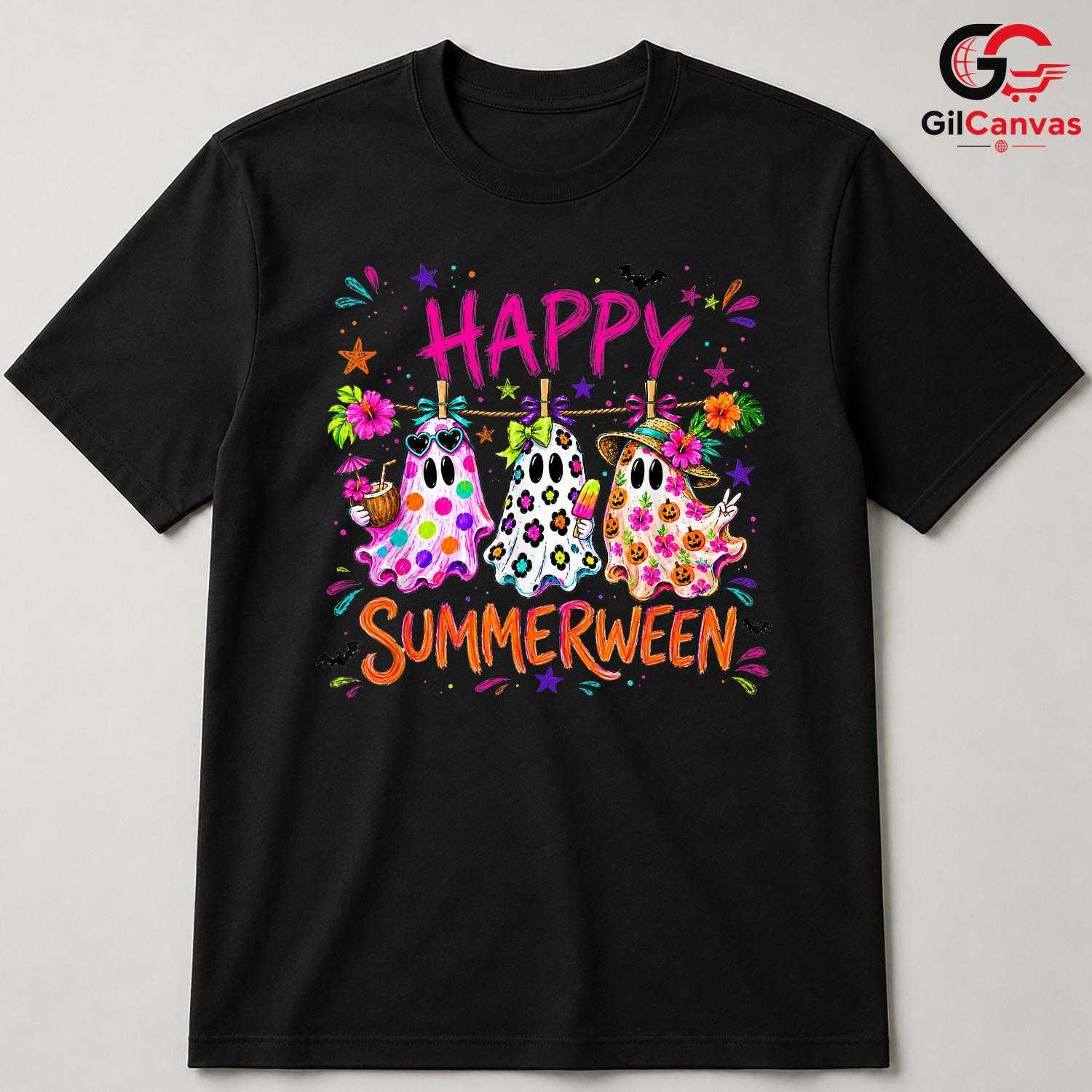 Summerween Ghosts Vacation T-Shirt Unisex Spooky Funny Summer Gift For Family